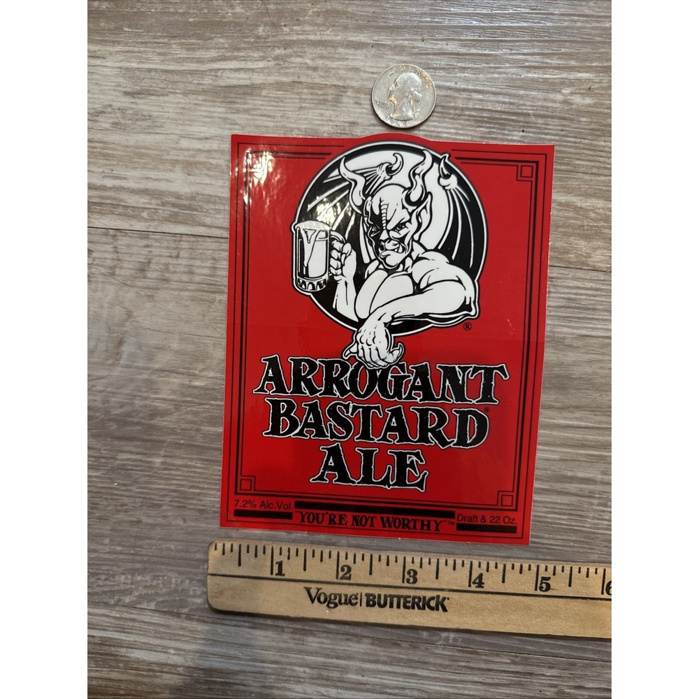 Stone Brewing Co. Beer Sticker 6"‎ X 5" ARROGANT BASTARD ALE "YOU'RE NOT WORTHY"